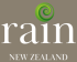cropped tight rain logo with olive green koru, white font and taupe #8a8070 edited